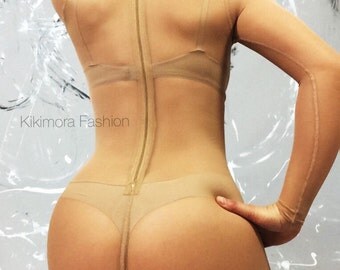 Catsuit/ bodysuit costume // woman outfit // circus// dance // performer // leotard // yoga // Lycra// / festival Nude color, Mesh Lycra.