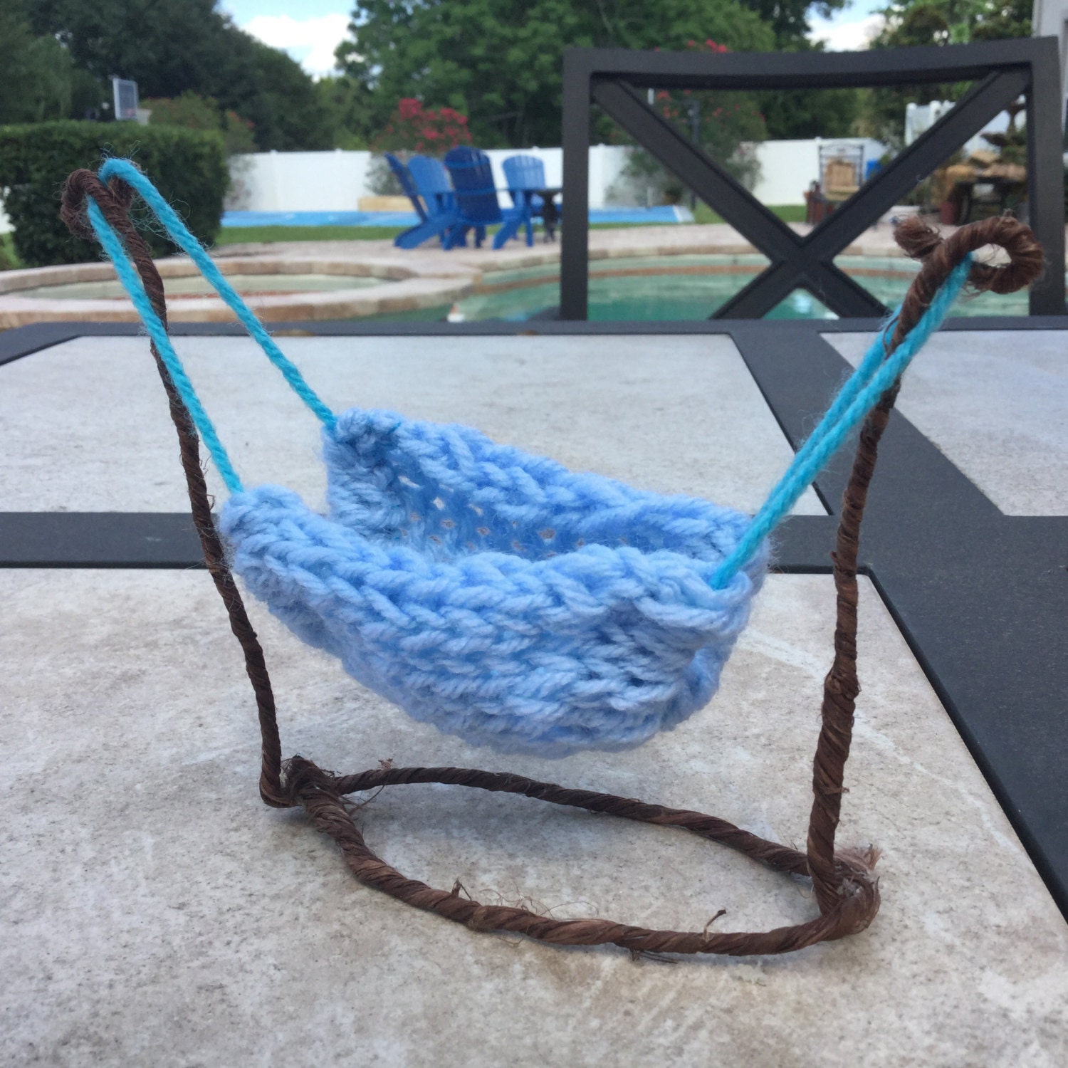 Mini blue hammock mini knitted hammock blue by PupAndTopHat