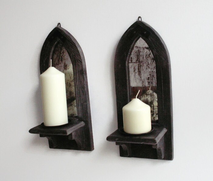 Gothic Mirror Candle Holder Shelf Wall by CraftyWorksCornwall