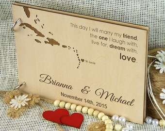Custom Unique Wedding Anniversary Bridal shower guest book, Personalized gift for couple, Memory album, Laser engraved, Rustic wedding decor