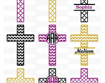 Christian Cross Monogram Frames SVG Cut Files for Vinyl Cutters, Screen Printing, Silhouette, Die Cut Machines, & More