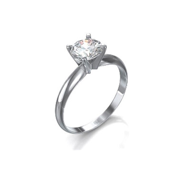 14K White Gold-Rhodium Dipped Classic solitaire engagement ring under ...