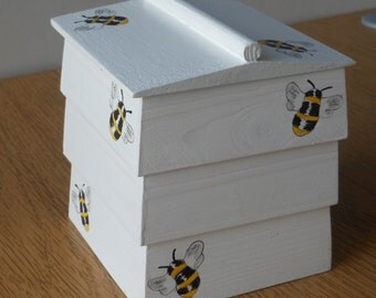 Bee hive decorative trinket/ornamental wooden box .