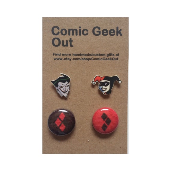 Harley Quinn Earring Set by ComicGeekOut on Etsy