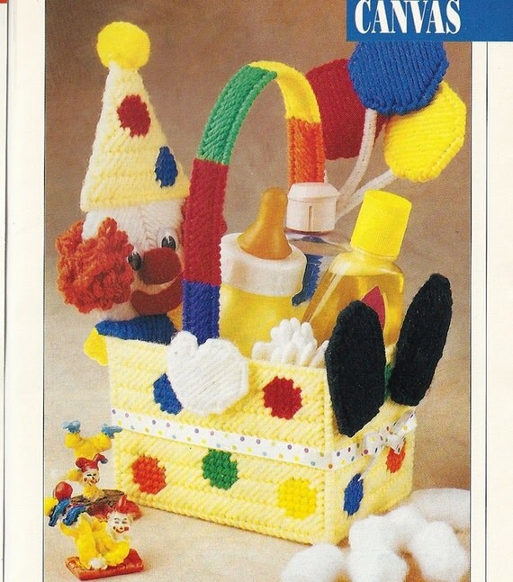Clown Basket Plastic Canvas Pattern Nursery Home by PatternMania3