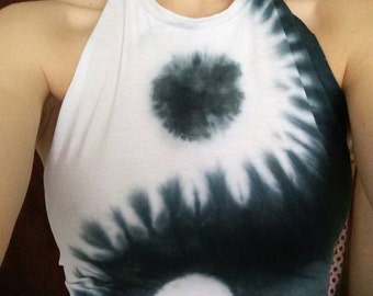 Tie Dye Yin Yang Halter Crop Top