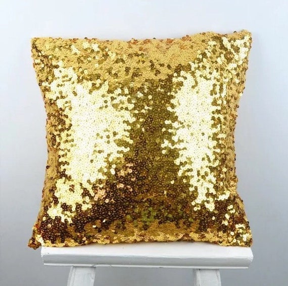 Gold sequin pillow case pillow cover by CrazyPillowLadies on Etsy