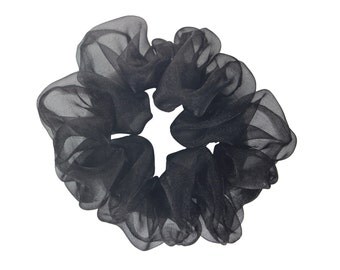 Scrunchies Black Organza Ponytail Holder (Free Shipping) Hair Accessories Made in USA