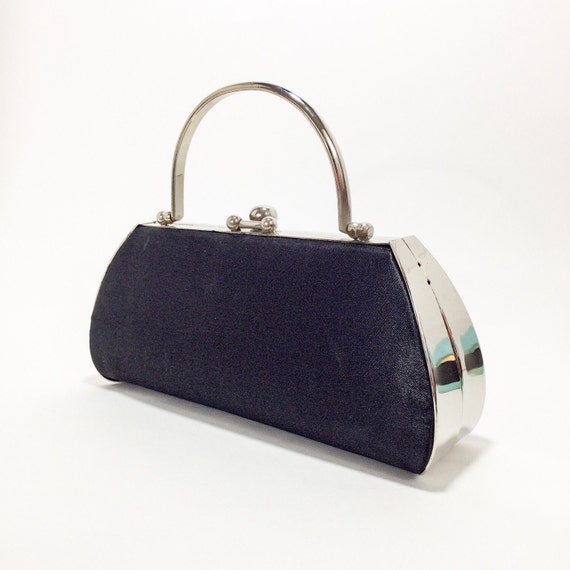SALE Vintage SASHA Handbag. Black & Steel/ by BEXLEYDRIVEVINTAGE