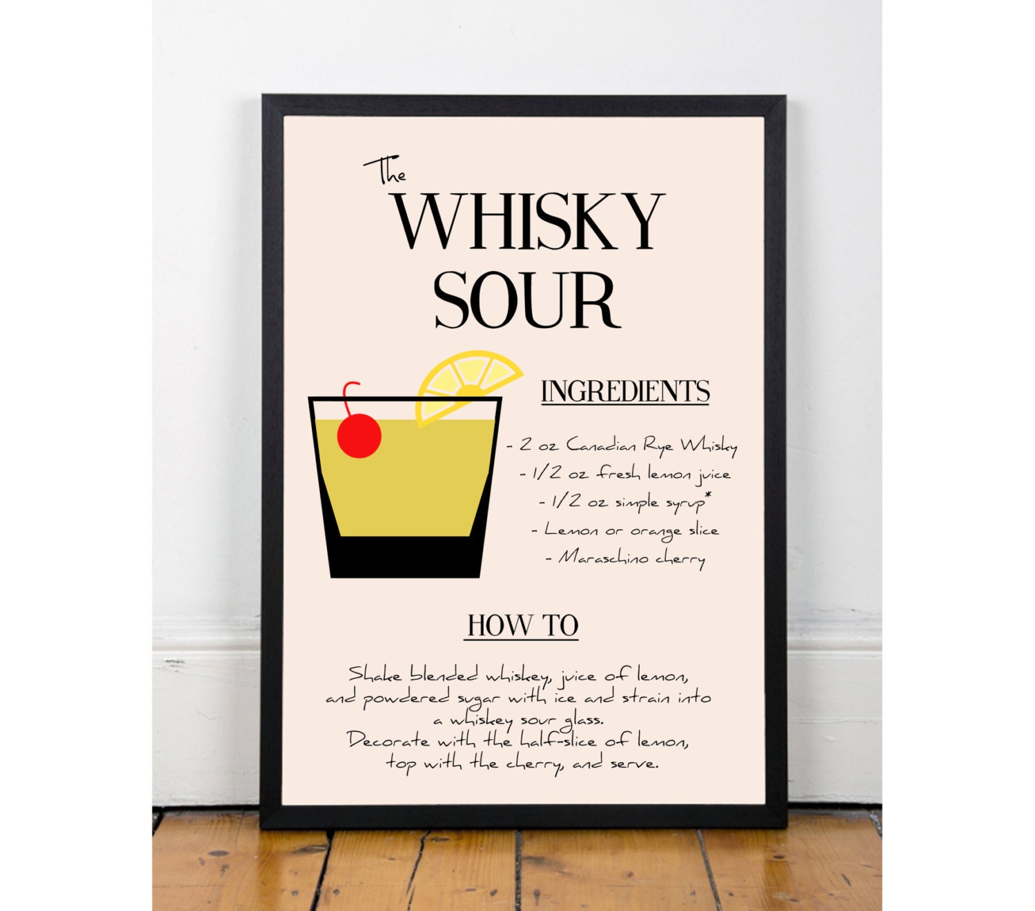 Whiskey sour Print Printable wall art decor poster kitchen