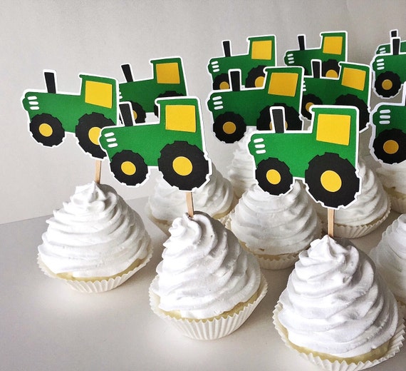 John Deere Cupcake Toppers-Set of 12 Farm Themed by GreyMonet