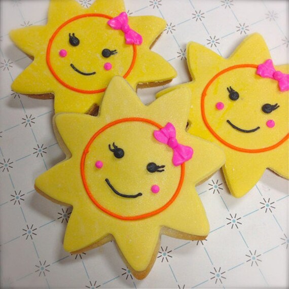 Happy Sun Decorated Sugar Cookie Favors