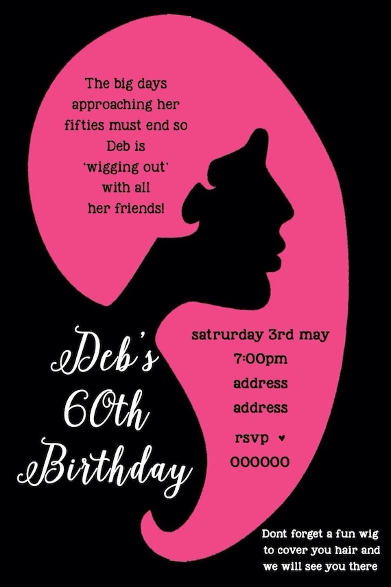 Wig Party Birthday Invitation Invite by Invitingbyrenee on Etsy