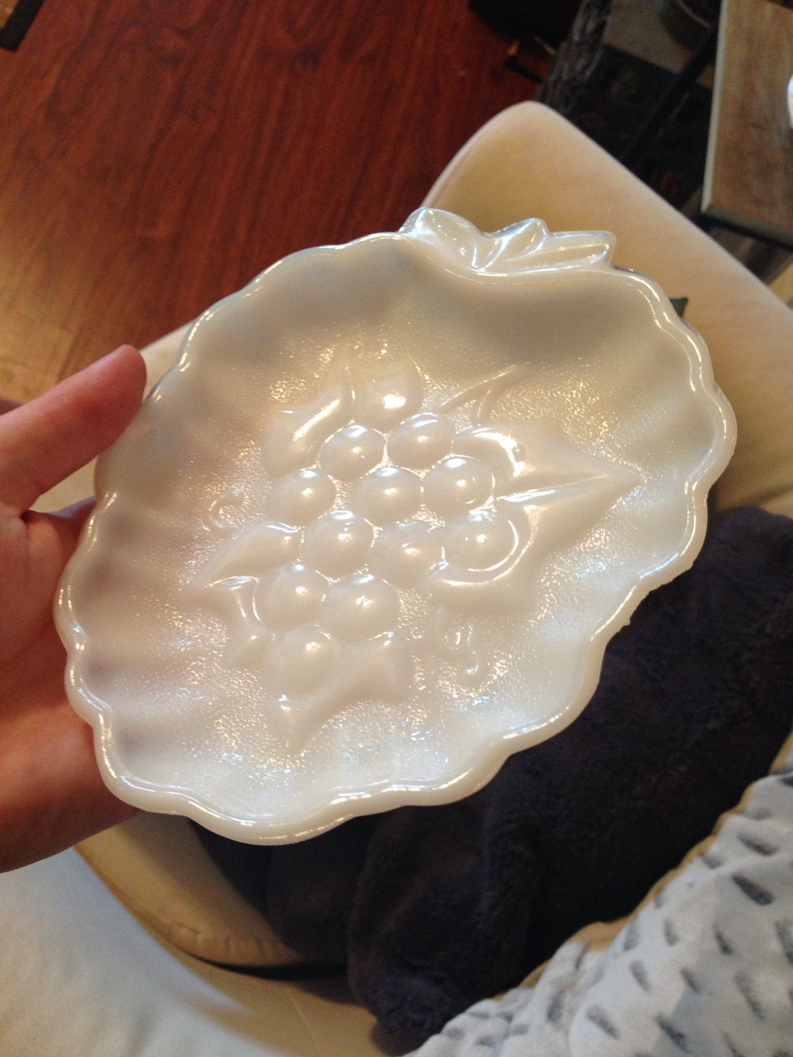Westmoreland milk glass grape dish Haute Juice