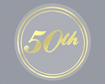 50th Wedding Anniversary Stickers Square Damask Anniversary