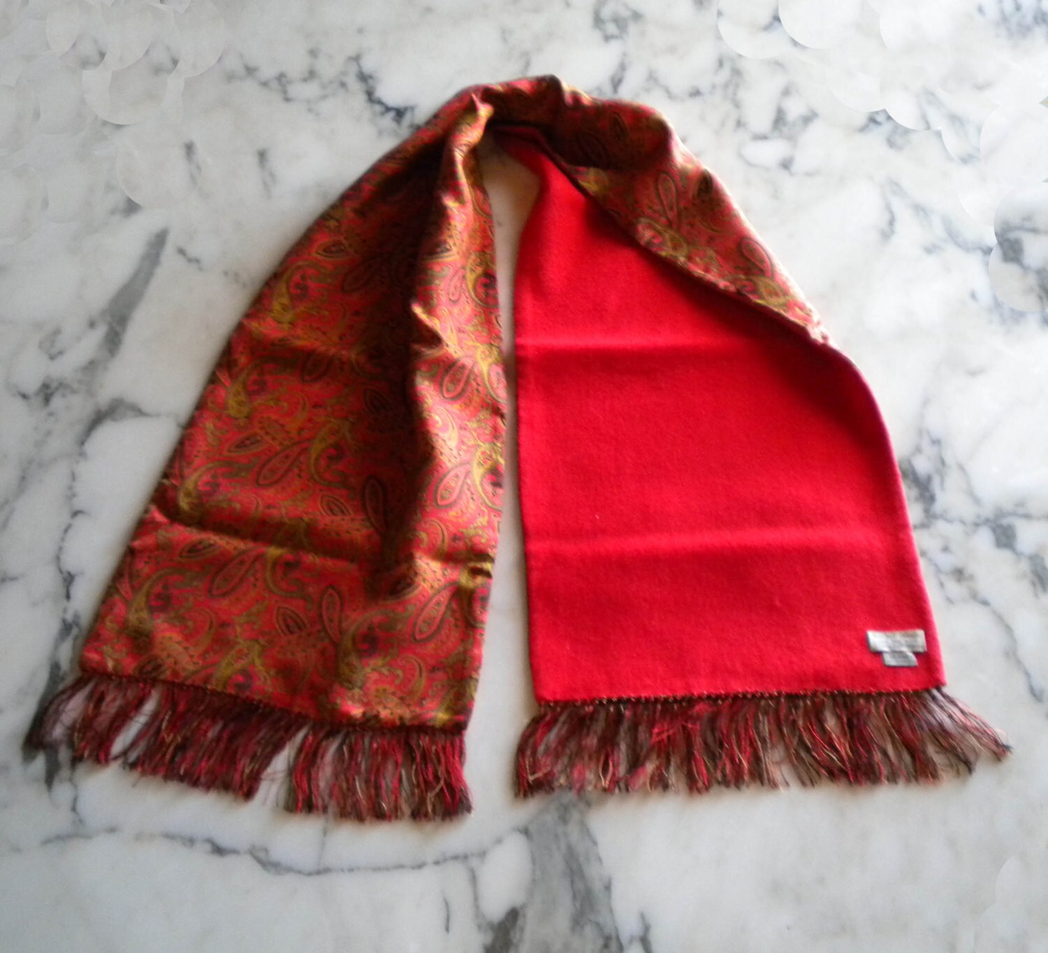 Scarf by Liberty of London. Made in England. Silk and wool. Paisley