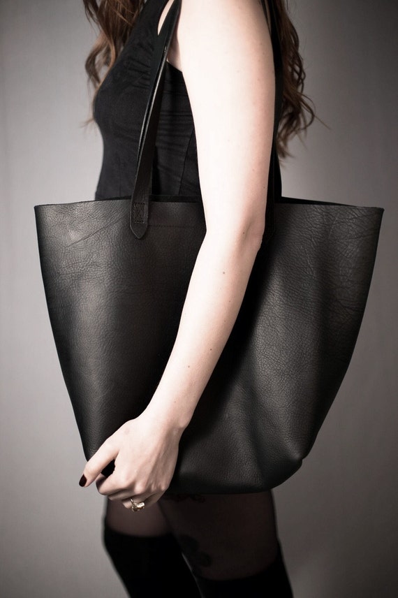 The LUXE Leather Tote by BLACKHORNE on Etsy