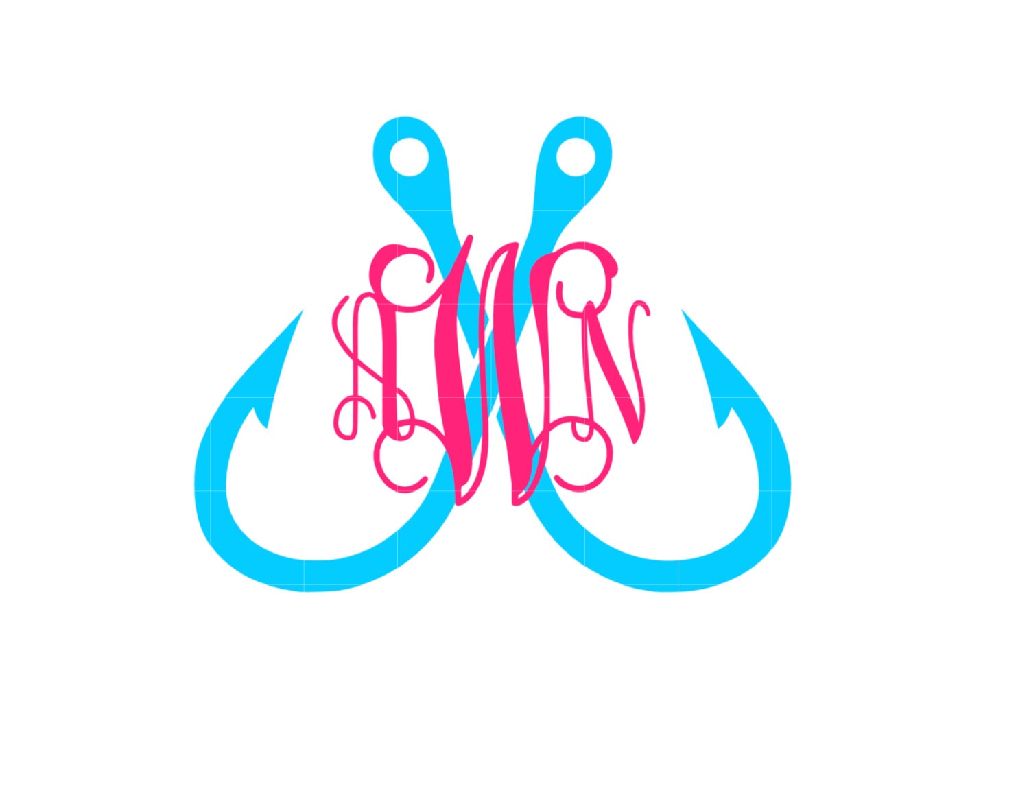 Download IRON ON Monogram Double Fish Hook or as a STICKER