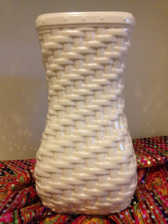 Vintage Retired Longaberger Woven Reflections Pottery Vase