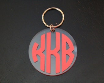 Custom Circle Monogram Keychain
