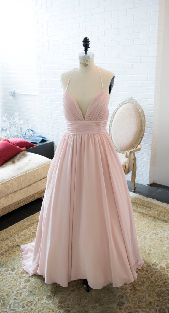 Simple Blush Wedding Dress 7