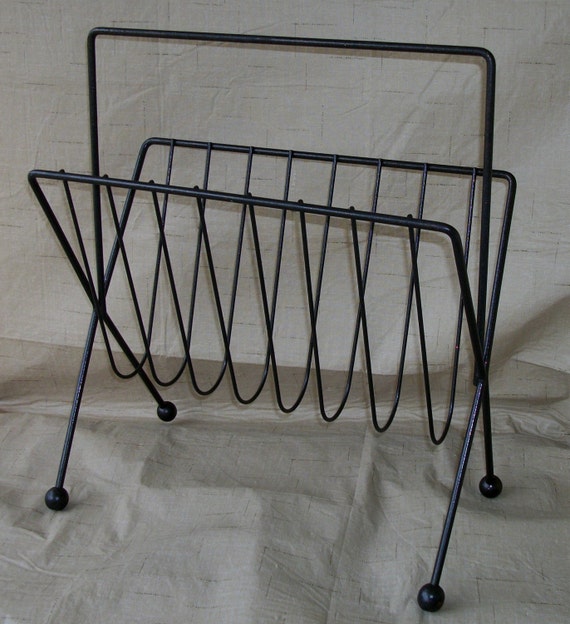 Vintage MidCentury Metal Magazine Rack Magazine by
