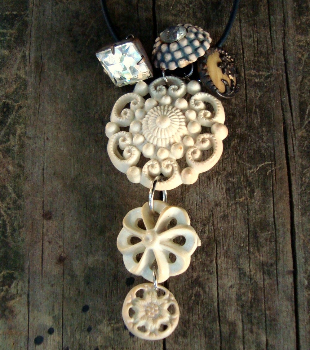 Junk Jewelry Unique Handmade Necklace by AdasLeftOverLove