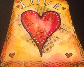 Original Painting ATC ACEO Art Card Artist Trading Card - LOVE - Made to Order
