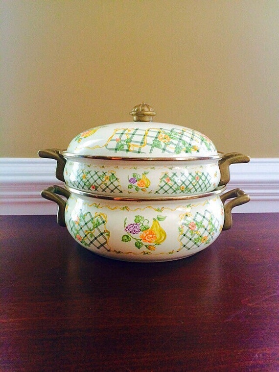 Vintage Cookware  Cottage Chic Kitchen  Enamel Cookware  French