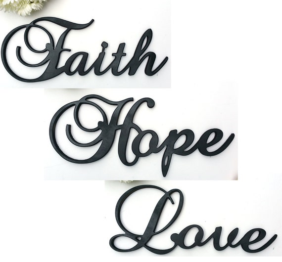 Faith Hope Love Sign Large 24 Wooden Sign by LetteredWhimsy