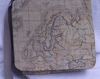 Map Messenger Bag, Europe Map bag, khaki Crossbody Bag, Europe Map Crossbody Bag, Europe Map Messenger Bag, Bag, Map crossbody bag, Map