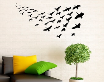 Birds Wall Decal Flying Birds Set of 12 Vinyl Wall Decal