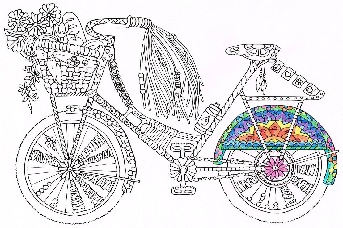 Download Coloring Page Bicycle Printable coloring page for kids and