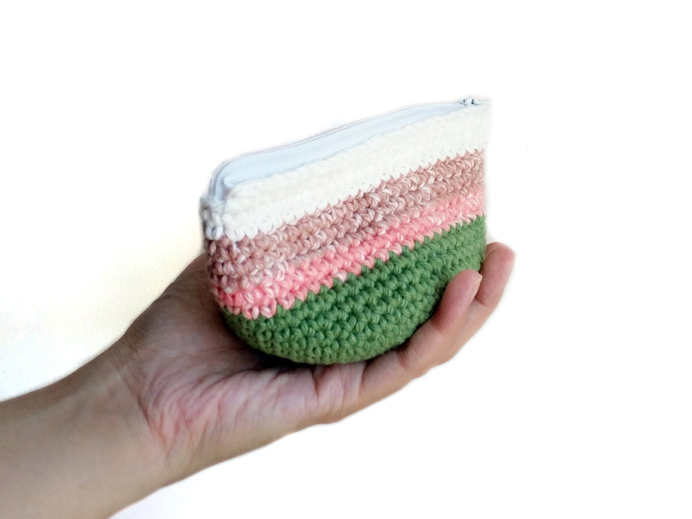 Small Crochet Pouch with Zipper and Lining Makeup Bag Lined