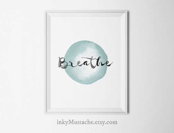 Digital art typography print Blue Wall art by InkyMustache on Etsy