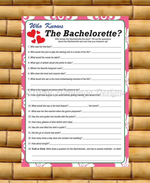 Bachelorette Party Game Who Knows The Bachelorette