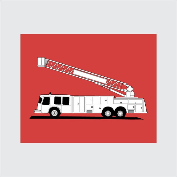 fire-truck-art-print-8x10-printable-ladder-truck-instant