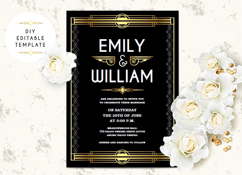 Great Gatsby Wedding Invitation Templates 6