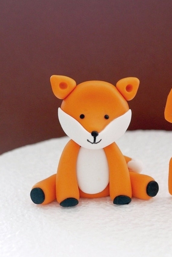 Fondant Fox Topper Fondant woodland animal by SugarDecorByLetty