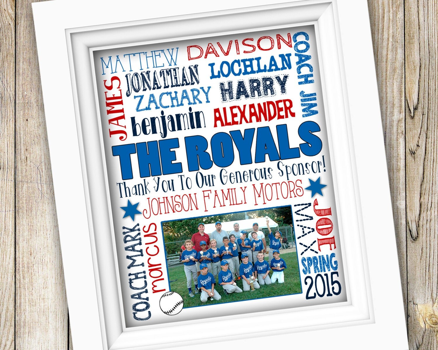 Baseball Team Sponsor Gift Personalized Custom Printable
