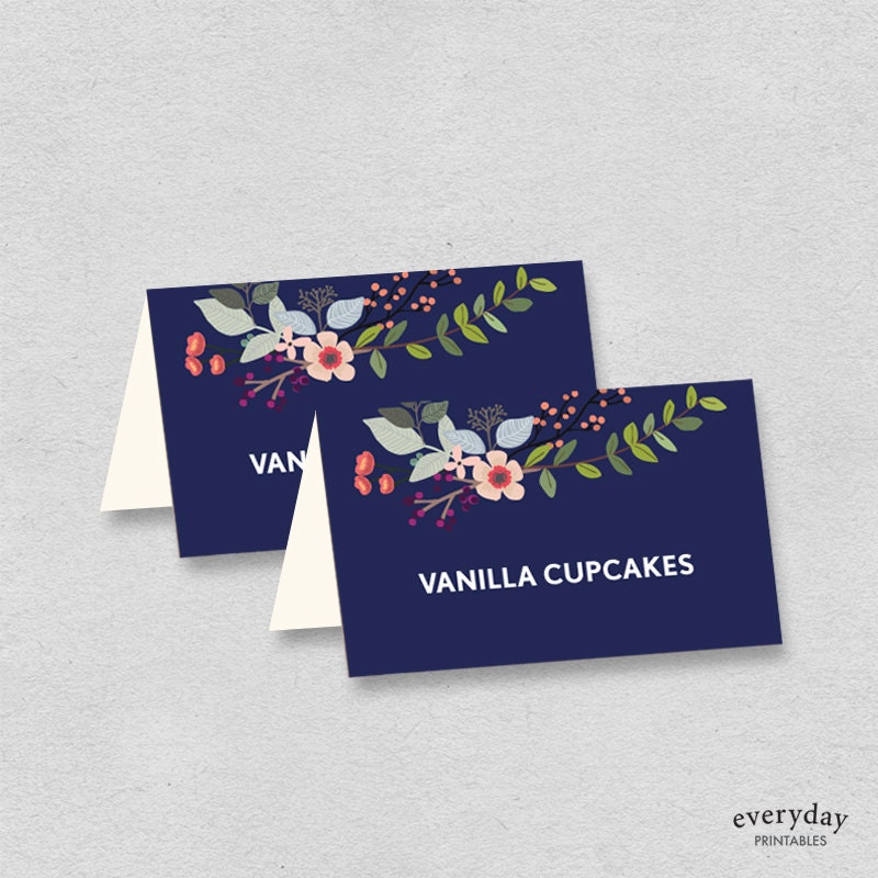 Printable food tent card label customizable place cards