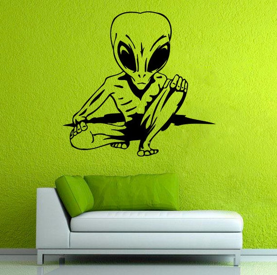 Alien Wall Vinyl Decal UFO Wall Vinyl Sticker by kellywallstickers