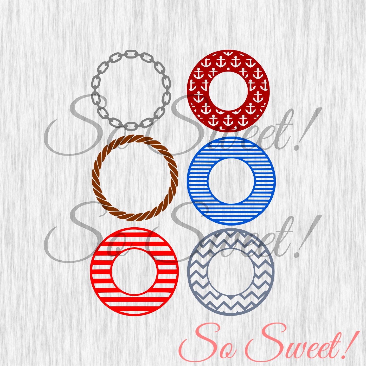 Download Nautical Monogram SVG / DXF Frames Rope Anchors Chain