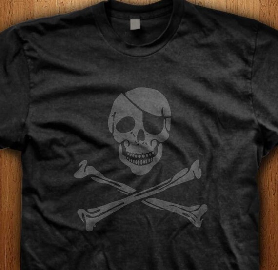 Items similar to Pirate Skull Emo T-Shirt Crossbones Eye Patch Jack ...