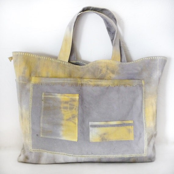 Naturally Hand Dyed Beach Bag / Shopping Tote Bag / Market Bag