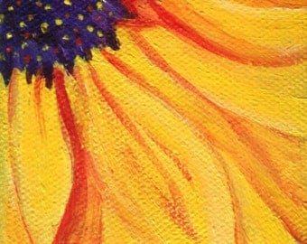 Original Sunflower acrylic painting, mini easel, small sunflower on Canvas 3 x 3 , sunflower art, sunflower decor, mini canvas art