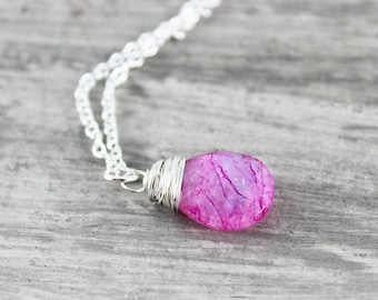 Pink Moonstone Necklace, Sterling Silver Necklace, Light Pink Necklace, Rainbow Moonstone Necklace, Gemstone Necklace, Wire Wrap Necklace