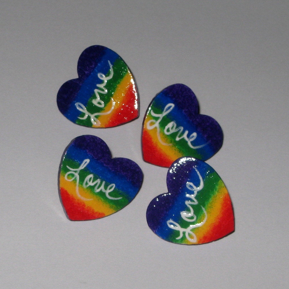 Rainbow Love Heart Push Pins for your Bulletin Memo by PegsBoards