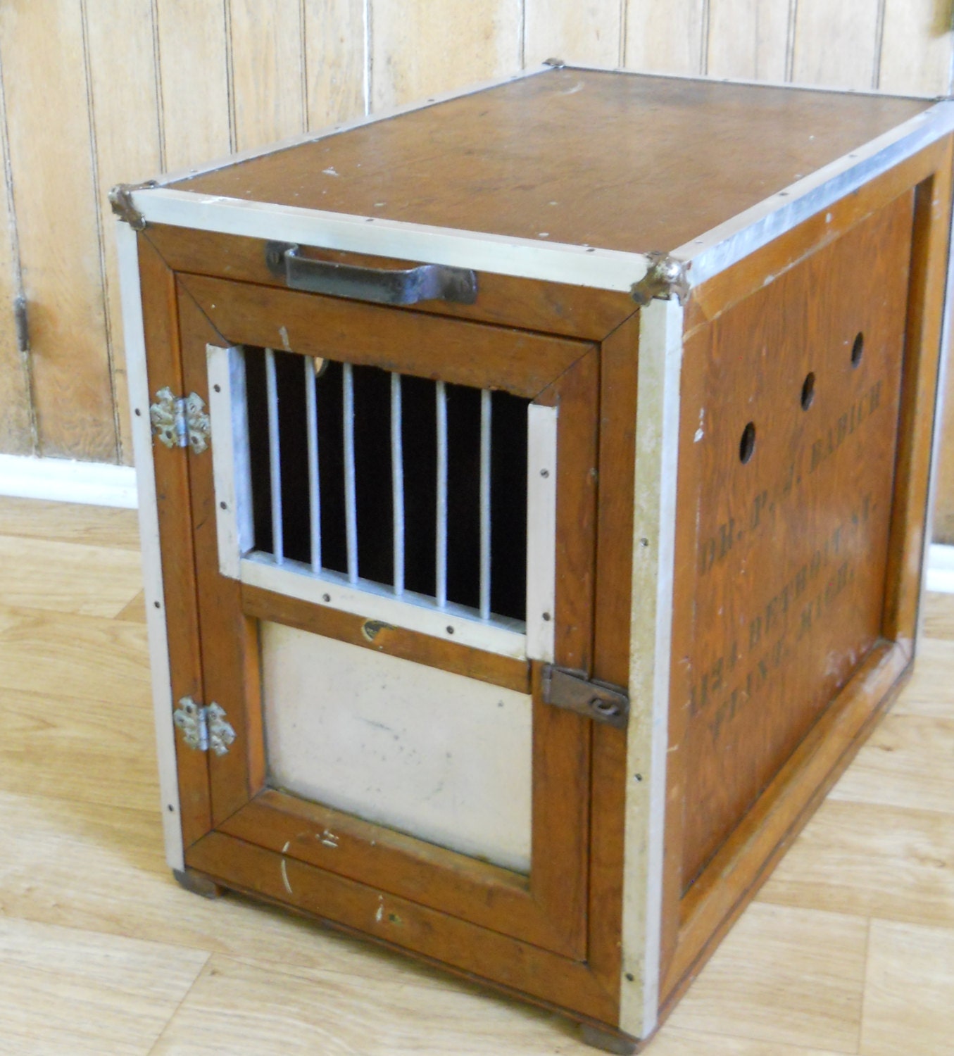 Vintage Wooden Dog Crate Plywood Dog Carrier DeeChicago
