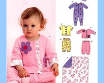 502 New Look 6636 Babyâ€™s Jumpsuit w Booties Top Pants Blanket size ...